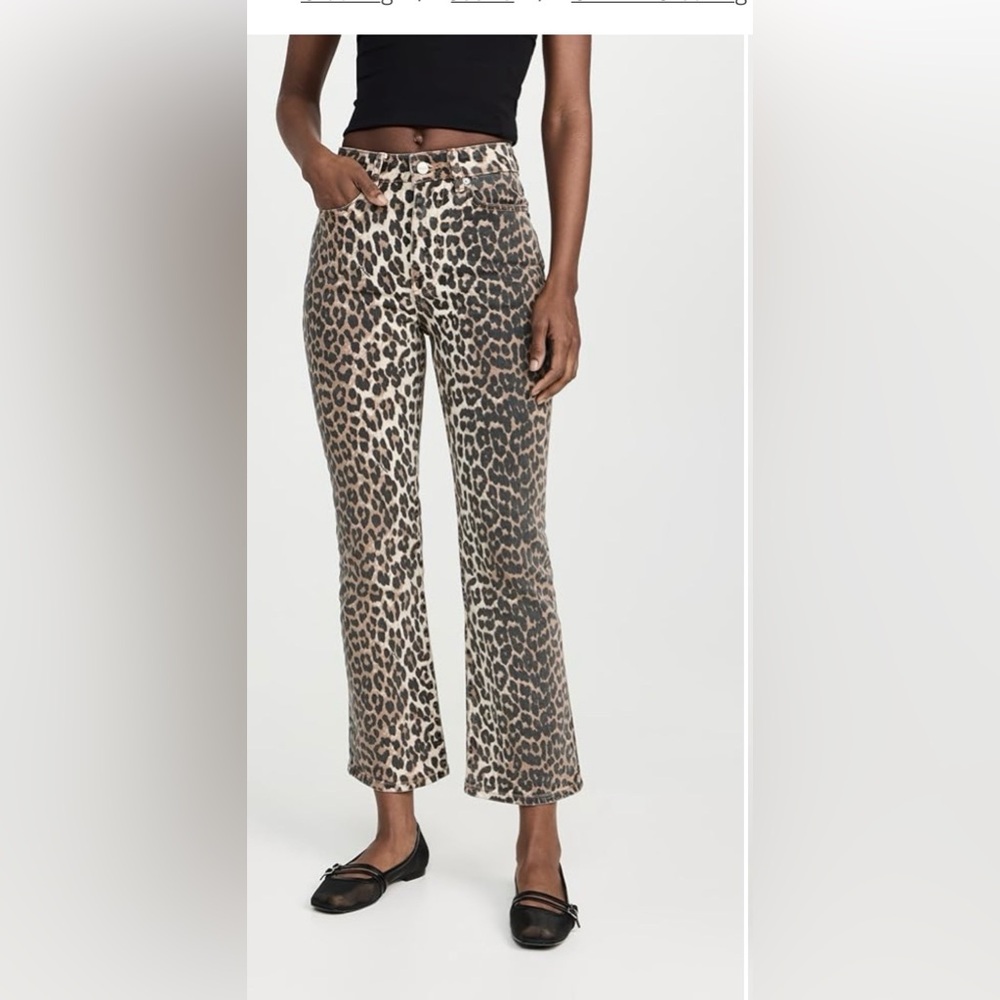 Ganni Betzy cropped Leopard Print Jeans
